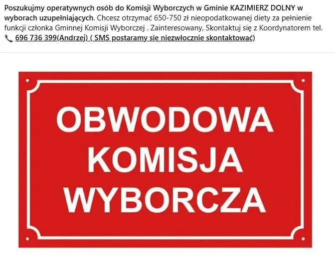 Gmina Kazimierz Dolny szuka chętnych do komisji wyborczych. Dieta nawet 750 zł