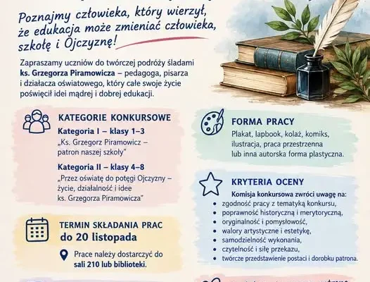 Konkurs plastyczno-historyczny o ks. Grzegorzu Piramowiczu w Szkole Podstawowej w Kurowie