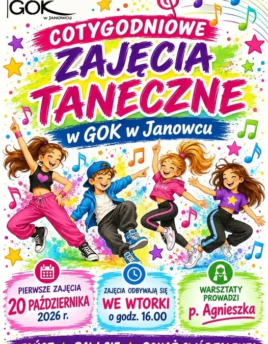Wznowienie bezpłatnych zajęć tanecznych dla dzieci i młodzieży w Janowcu