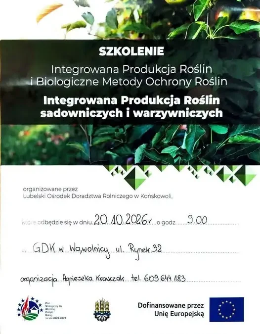 Szkolenie dla rolników w Wąwolnicy – integrowana produkcja i ochrona biologiczna