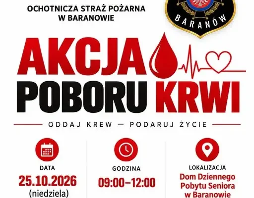 Baranów: akcja poboru krwi w niedzielę 25 października