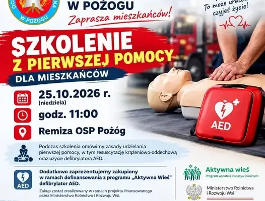 Szkolenie z pierwszej pomocy w Pożogu – już 25 października