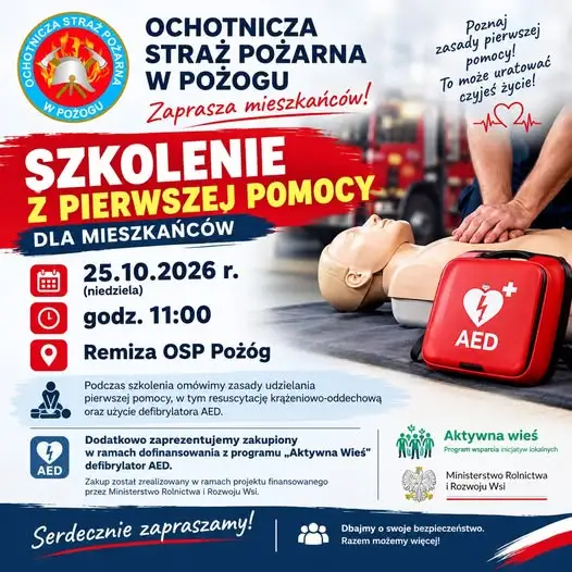 Szkolenie z pierwszej pomocy w Pożogu – już 25 października