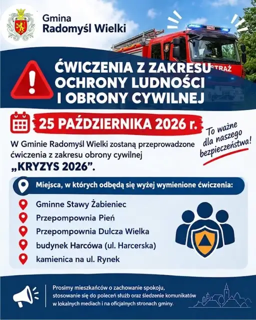 Ćwiczenia KRYZYS 2026 w gminie Radomyśl Wielki – sprawdzą gotowość służb