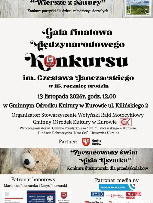 Kurów uczci 115. rocznicę urodzin Czesława Janczarskiego – gala konkursu im. twórcy Misia Uszatka