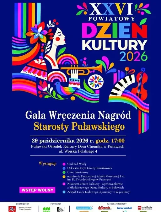XXVI Powiatowy Dzień Kultury w Puławach – gala nagród Starosty już 29 października