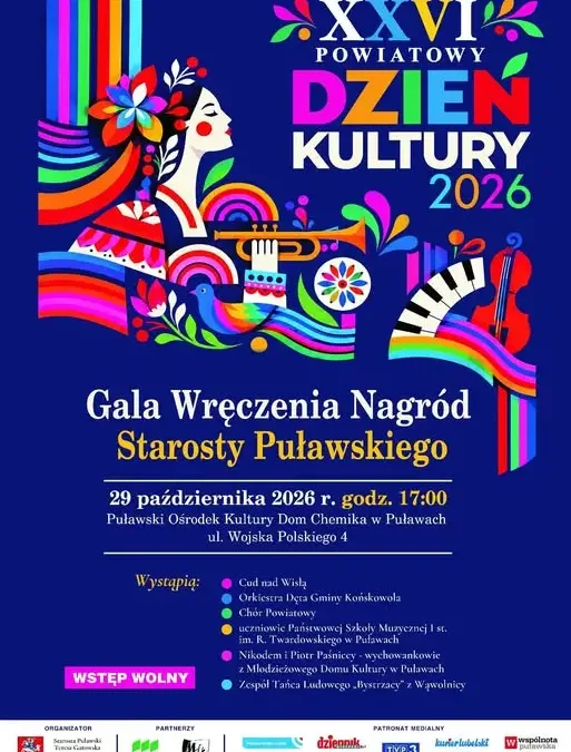 26. Powiatowy Dzień Kultury w Puławach – zaproszenie na galę