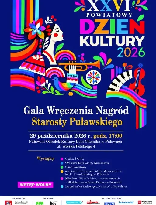 XXVI Powiatowy Dzień Kultury w Puławach – gala wręczenia nagród starosty